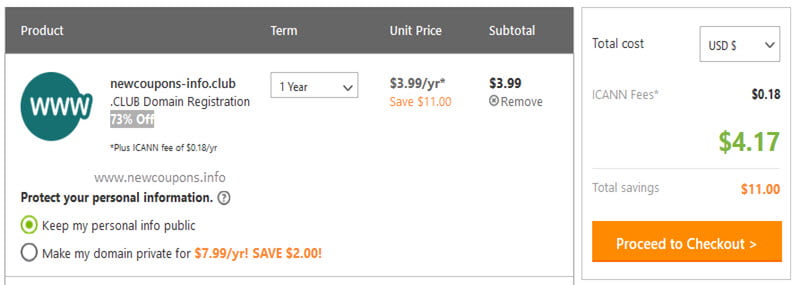 Godaddy discount domain club coupon