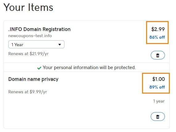 87% OFF | $2.99 GoDaddy .INFO Coupon in October 2025
