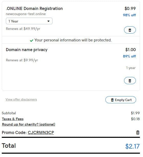 .Online Domain Only $0.99 + $1 Privacy Protection at GoDaddy