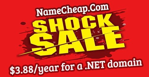 NameCheap Shock Sale: Register a .Net domain for only $3.88