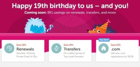 Namecheap 19th birthday deals