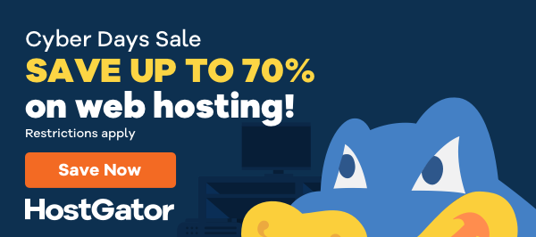 HostGator 70% Off Black Friday 2019 Sale &#8211; Free Domain