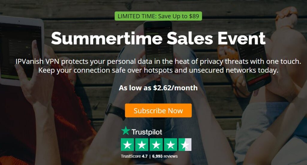 IPVanish Summertime Sales &#8211; $31.49/Year &#8211; $2.62/mo