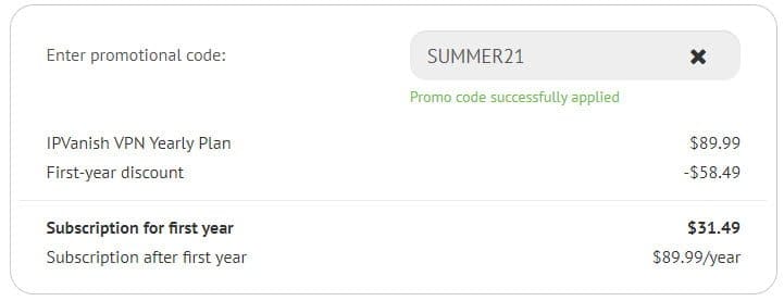 IPVanish Summertime Sales – $31.49/Year – $2.62/mo