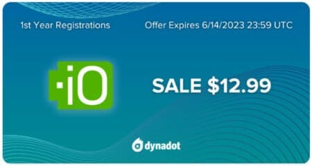.IO Domain On Sale $12.99 at Dynadot