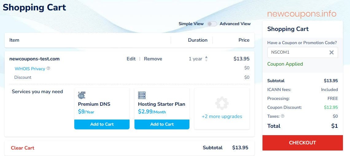 Register .COM Domain For $1 At NameSilo
