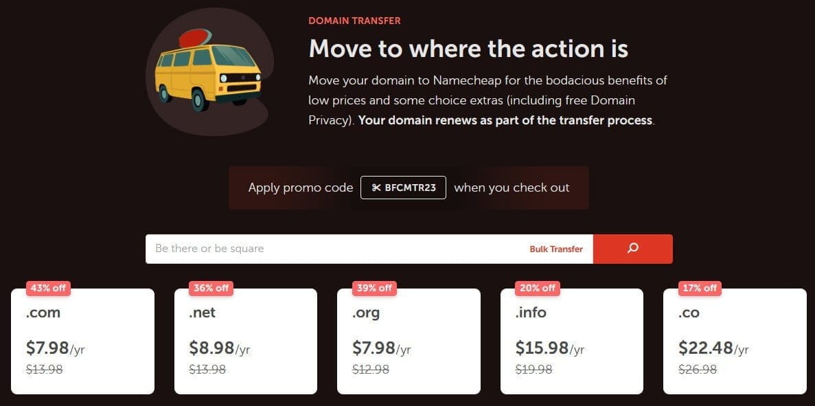 NameCheap Black Friday & Cyber Monday Sale 2023