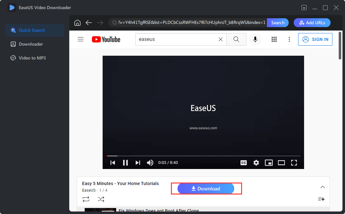 Get EaseUS Video Downloader Lifetime License For $20.99