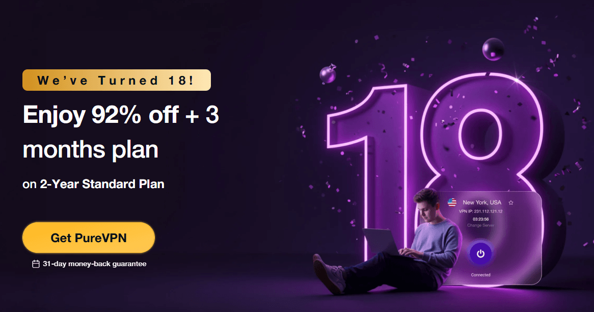 PureVPN: Get 2-Year VPN + 3 Extra Months for $29