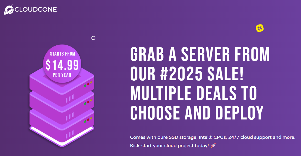 CloudCone Hashtag 2025 Q4 Sale: SSD VPS for $14.99/Year