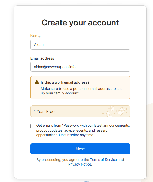 Enjoy a free 1-year subscription to 1Password Families