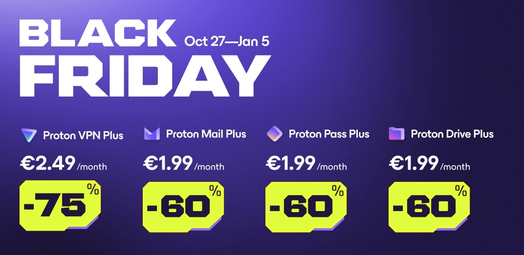 Proton Black Friday Deals 2025: Up to 75% Off All Products